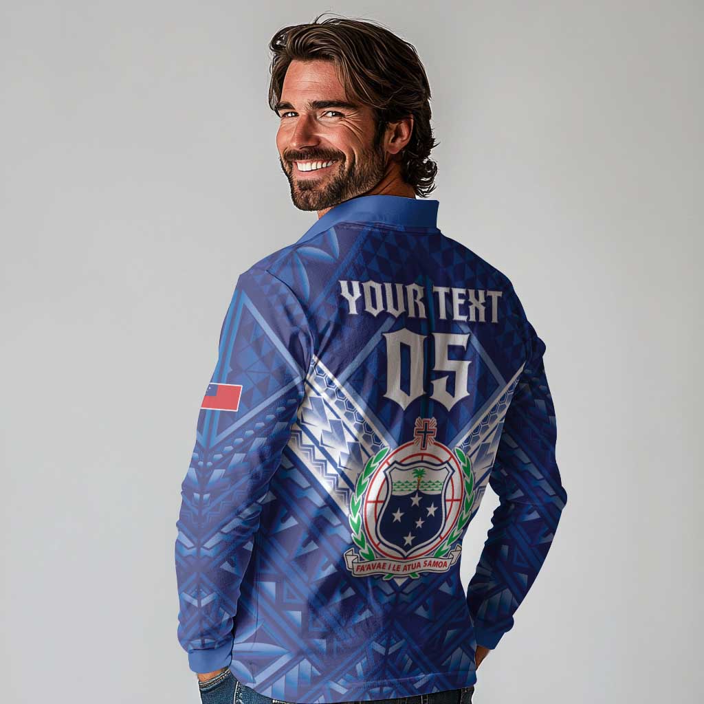 Toa Samoa Rugby Custom Long Sleeve Polo Shirt Samoan Pride With Tribal Pattern LT05 - Polynesian Pride