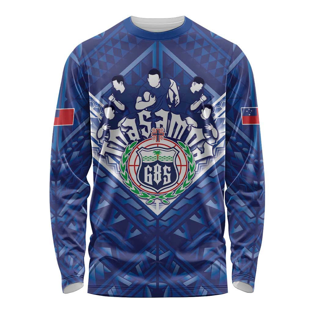 Toa Samoa Rugby Custom Long Sleeve Shirt Samoan Pride With Tribal Pattern - Polynesian Pride