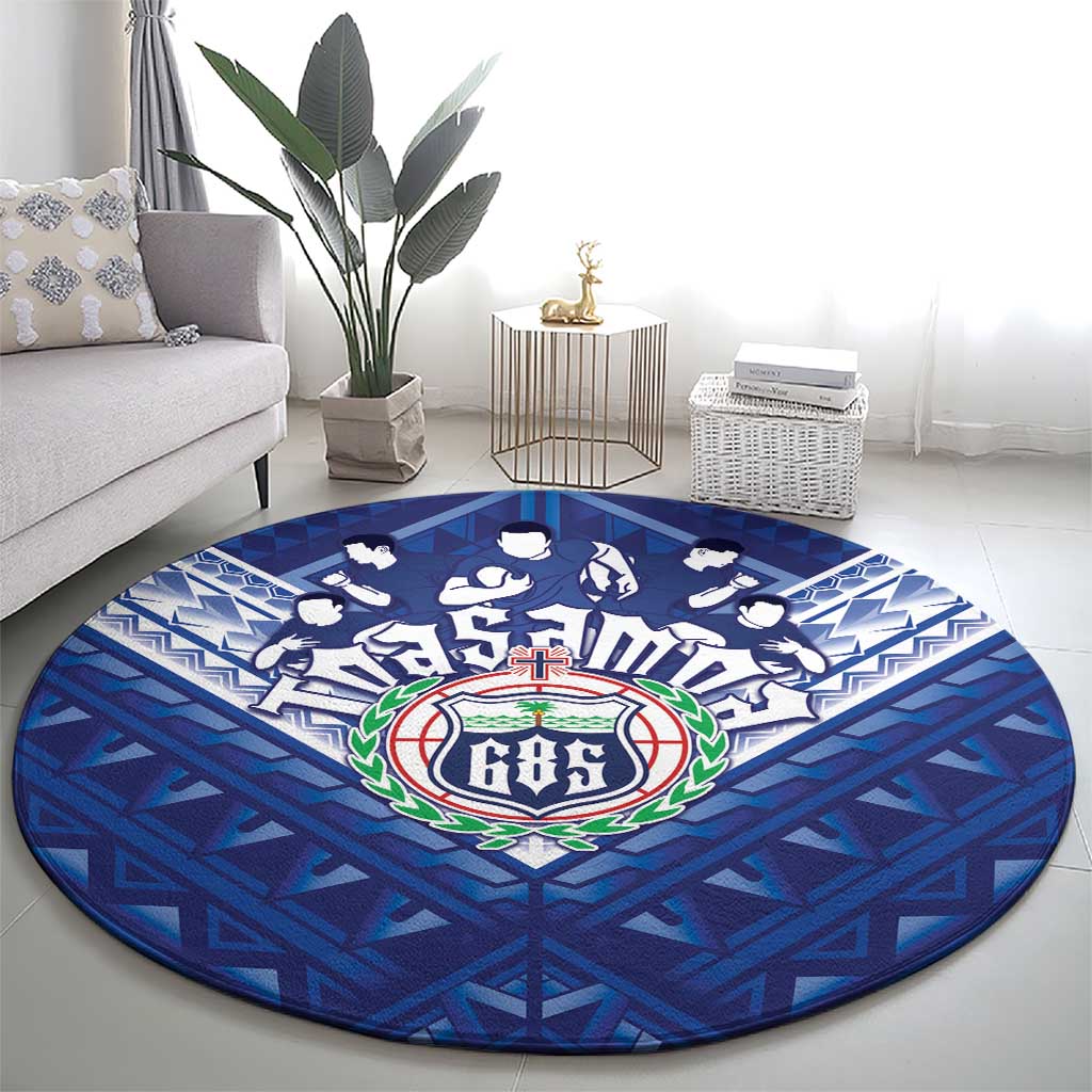 Toa Samoa Rugby Round Carpet Samoan Pride With Tribal Pattern LT05 - Polynesian Pride