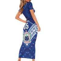 Toa Samoa Rugby Custom Short Sleeve Bodycon Dress Samoan Pride With Tribal Pattern LT05 - Polynesian Pride