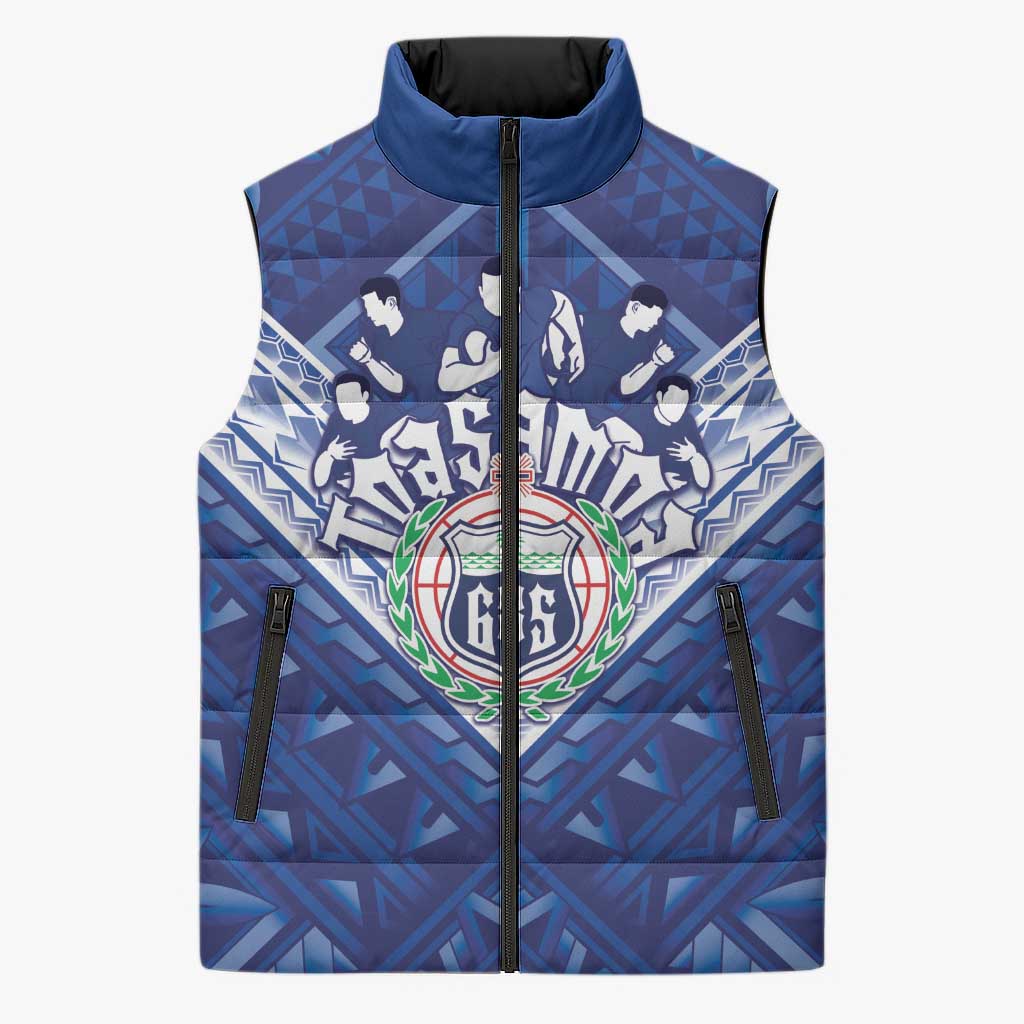 Toa Samoa Rugby Custom Sleeveless Puffer Jacket Samoan Pride With Tribal Pattern - Polynesian Pride