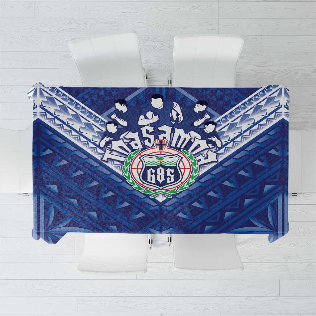 Toa Samoa Rugby Tablecloth Samoan Pride With Tribal Pattern LT05 Blue - Polynesian Pride