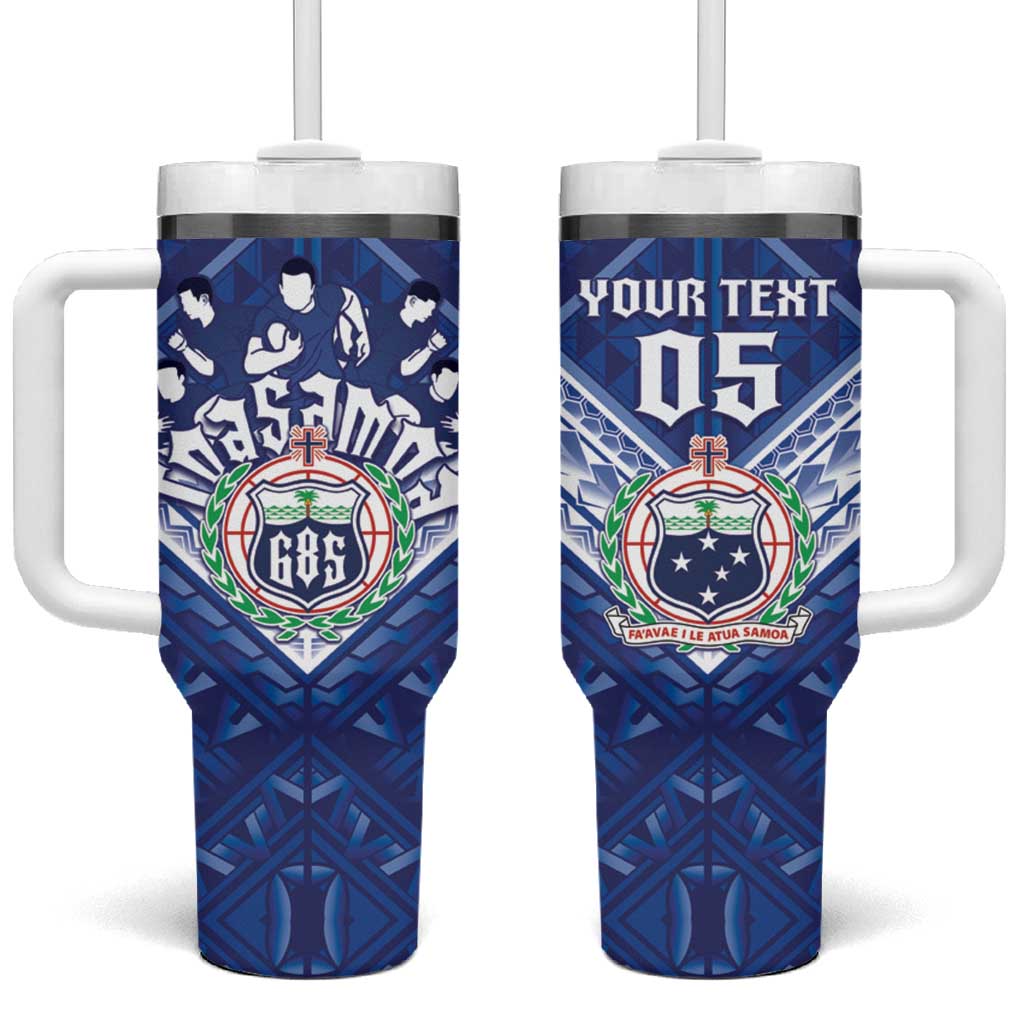 Toa Samoa Rugby Custom Tumbler With Handle Samoan Pride With Tribal Pattern - Polynesian Pride