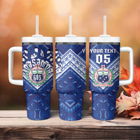 Toa Samoa Rugby Custom Tumbler With Handle Samoan Pride With Tribal Pattern - Polynesian Pride