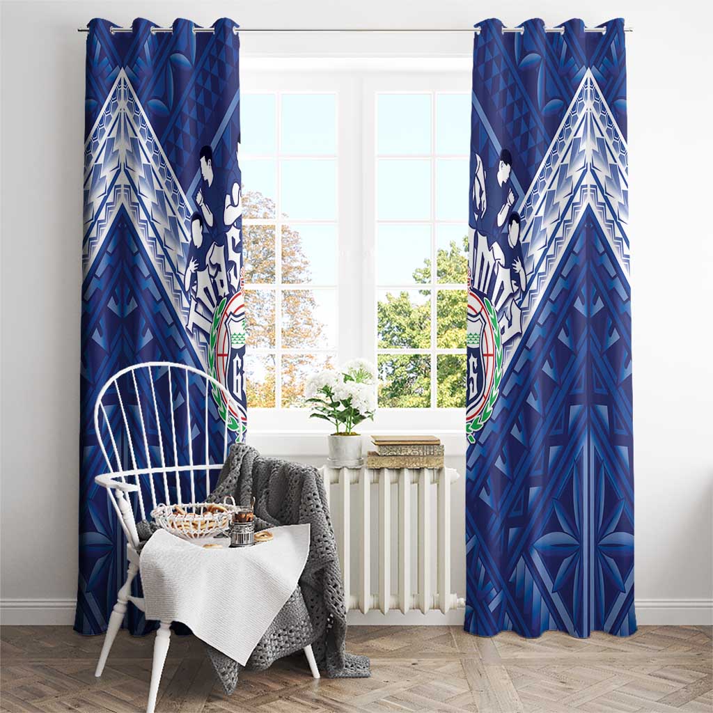 Toa Samoa Rugby Window Curtain Samoan Pride With Tribal Pattern LT05 - Polynesian Pride