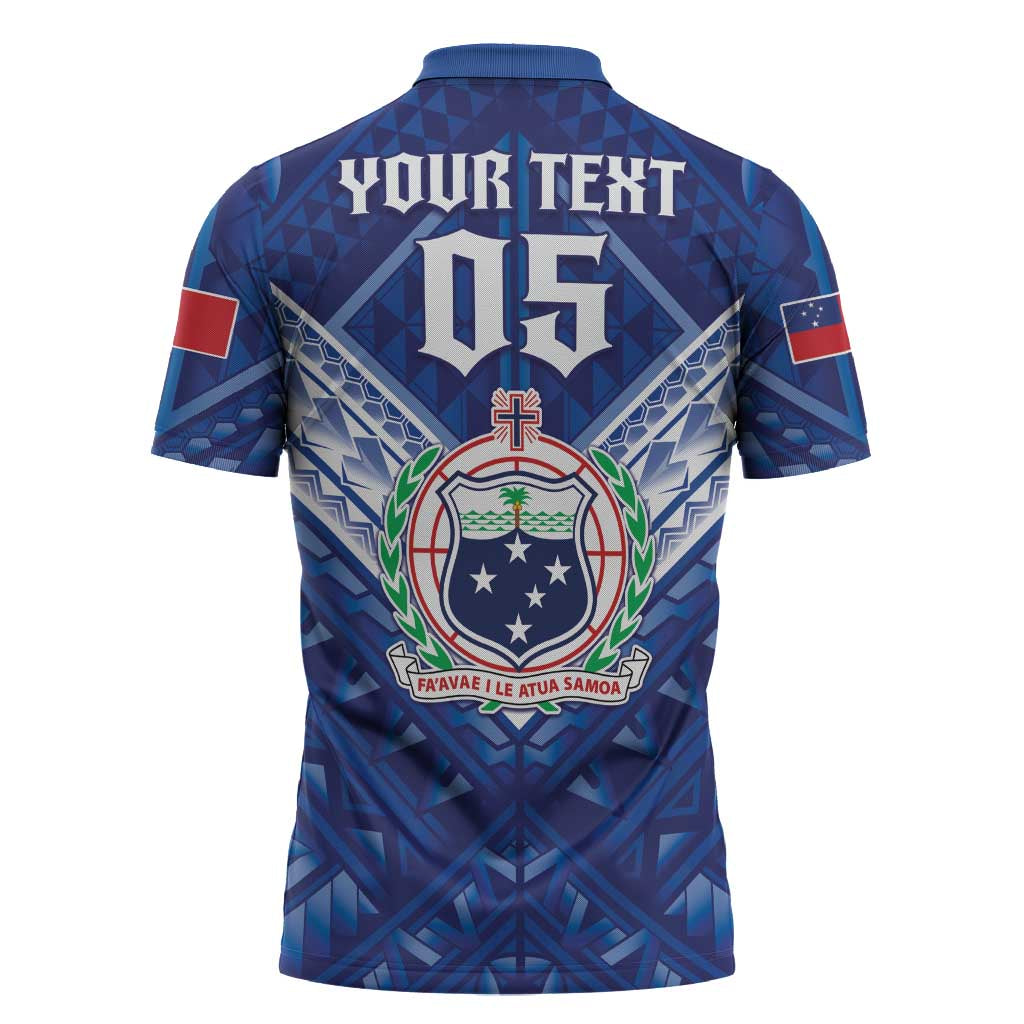 Toa Samoa Rugby Custom Zipper Polo Shirt Samoan Pride With Tribal Pattern - Polynesian Pride