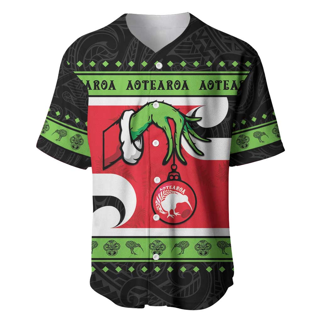 New Zealand Funny Christmas Baseball Jersey Maori Tiki LT05 Black - Polynesian Pride