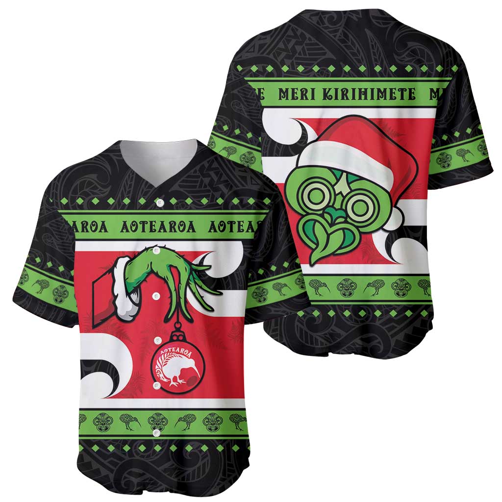 New Zealand Funny Christmas Baseball Jersey Maori Tiki LT05 - Polynesian Pride