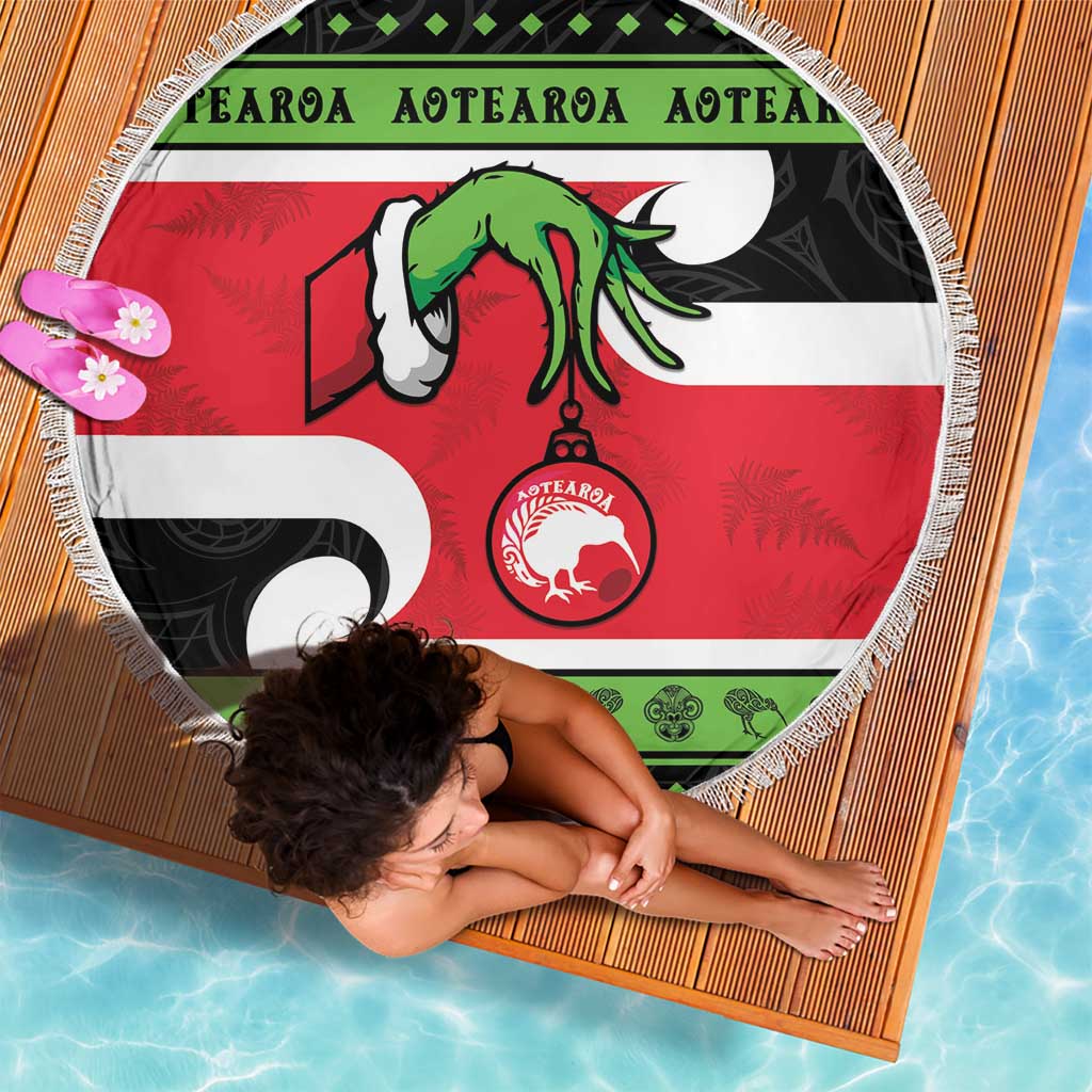 New Zealand Funny Christmas Beach Blanket Maori Tiki