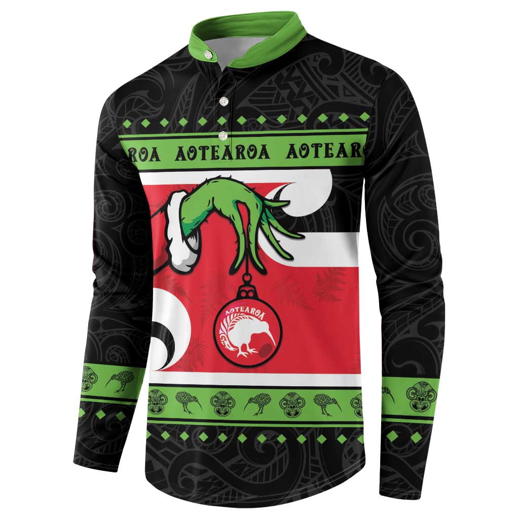 New Zealand Funny Christmas Button Sweatshirt Maori Tiki LT05 - Polynesian Pride
