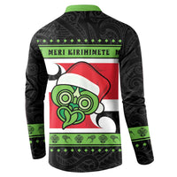 New Zealand Funny Christmas Button Sweatshirt Maori Tiki LT05 - Polynesian Pride