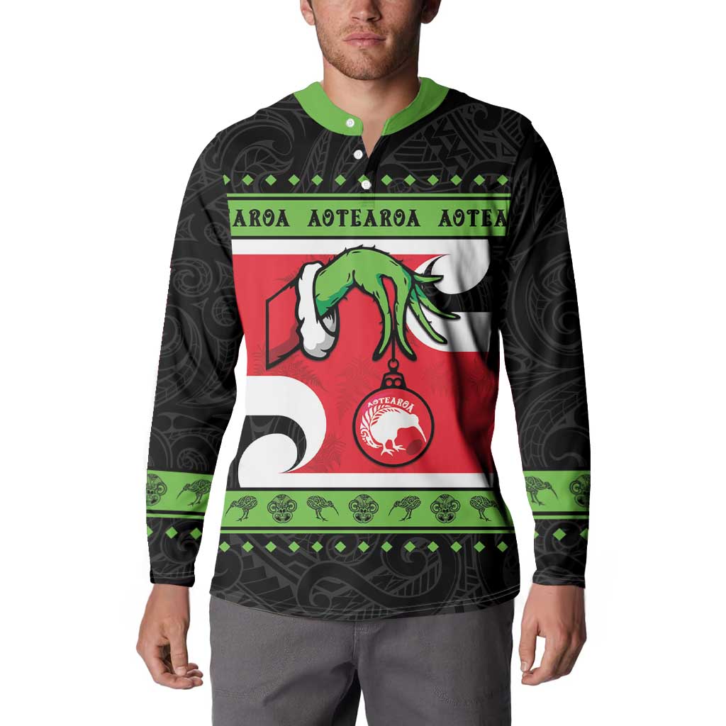 New Zealand Funny Christmas Button Sweatshirt Maori Tiki LT05 - Polynesian Pride