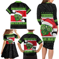 New Zealand Funny Christmas Family Matching Long Sleeve Bodycon Dress and Hawaiian Shirt Maori Tiki LT05 - Polynesian Pride