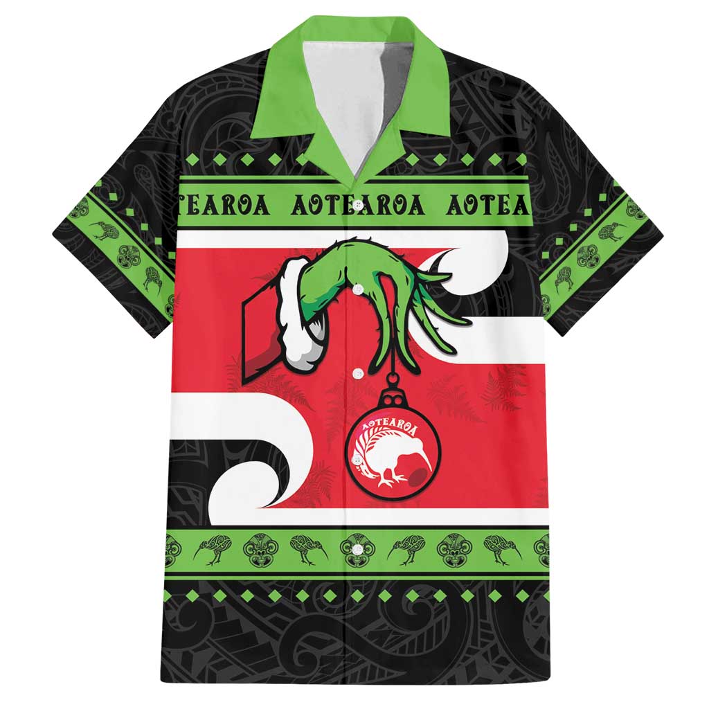 New Zealand Funny Christmas Family Matching Long Sleeve Bodycon Dress and Hawaiian Shirt Maori Tiki LT05 Dad's Shirt - Short Sleeve Black - Polynesian Pride