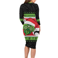 New Zealand Funny Christmas Family Matching Long Sleeve Bodycon Dress and Hawaiian Shirt Maori Tiki LT05 - Polynesian Pride