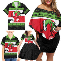 New Zealand Funny Christmas Family Matching Off Shoulder Short Dress and Hawaiian Shirt Maori Tiki LT05 - Polynesian Pride