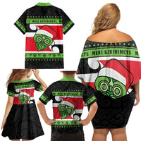 New Zealand Funny Christmas Family Matching Off Shoulder Short Dress and Hawaiian Shirt Maori Tiki LT05 - Polynesian Pride