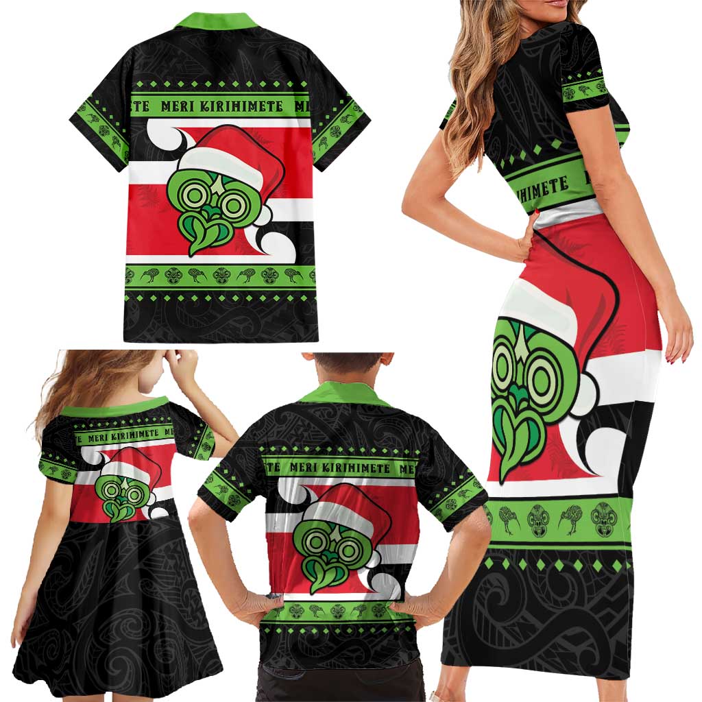 New Zealand Funny Christmas Family Matching Short Sleeve Bodycon Dress and Hawaiian Shirt Maori Tiki LT05 - Polynesian Pride