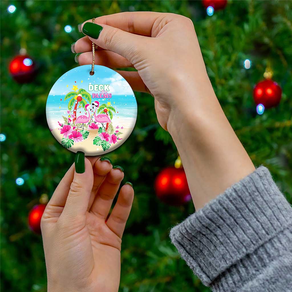 Hawaii Christmas Ceramic Ornament Deck The Palms Holiday Flamingos LT05 - Polynesian Pride