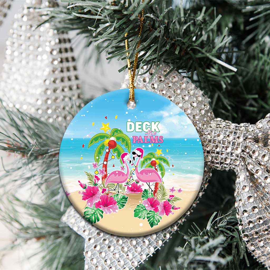 Hawaii Christmas Ceramic Ornament Deck The Palms Holiday Flamingos LT05 - Polynesian Pride