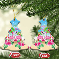 Hawaii Christmas Ceramic Ornament Deck The Palms Holiday Flamingos LT05 Christmas Tree Blue - Polynesian Pride