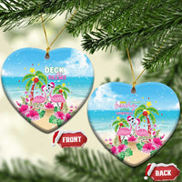 Hawaii Christmas Ceramic Ornament Deck The Palms Holiday Flamingos LT05 Heart Blue - Polynesian Pride