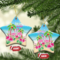 Hawaii Christmas Ceramic Ornament Deck The Palms Holiday Flamingos LT05 Star Blue - Polynesian Pride
