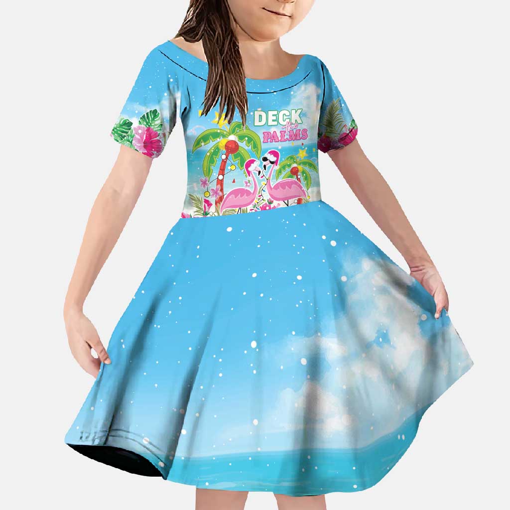 Hawaii Christmas Family Matching Off Shoulder Maxi Dress and Hawaiian Shirt Deck The Palms Holiday Flamingos