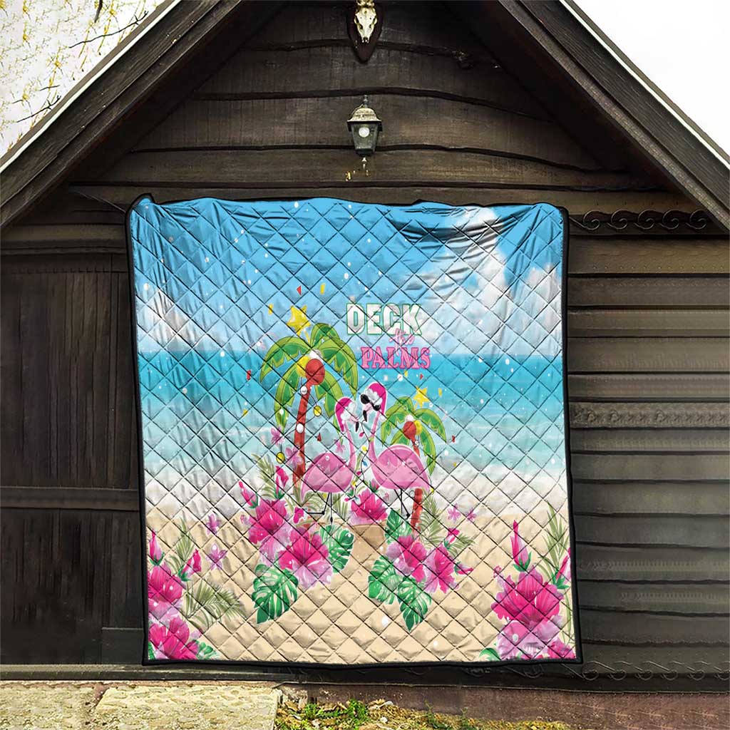 Hawaii Christmas Quilt Deck The Palms Holiday Flamingos
