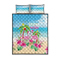 Hawaii Christmas Quilt Bed Set Deck The Palms Holiday Flamingos