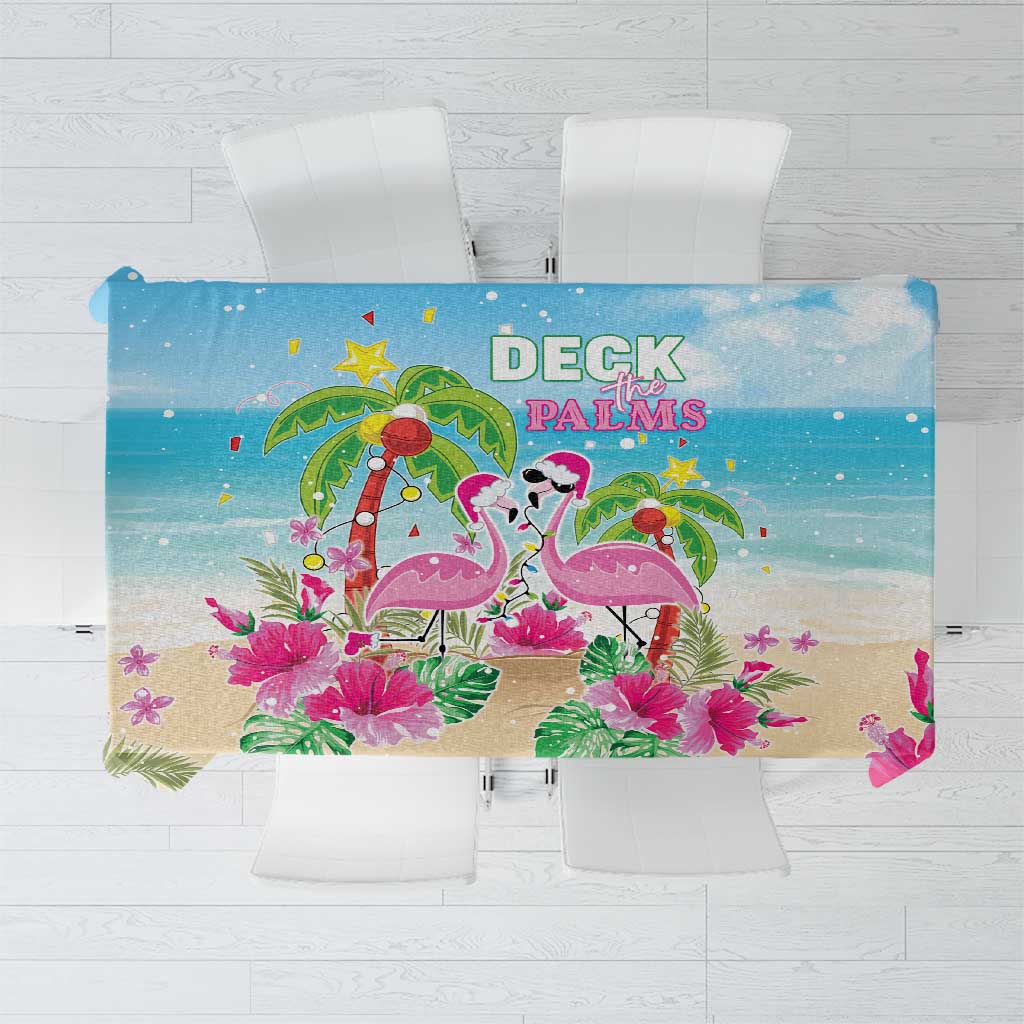 Hawaii Christmas Tablecloth Deck The Palms Holiday Flamingos