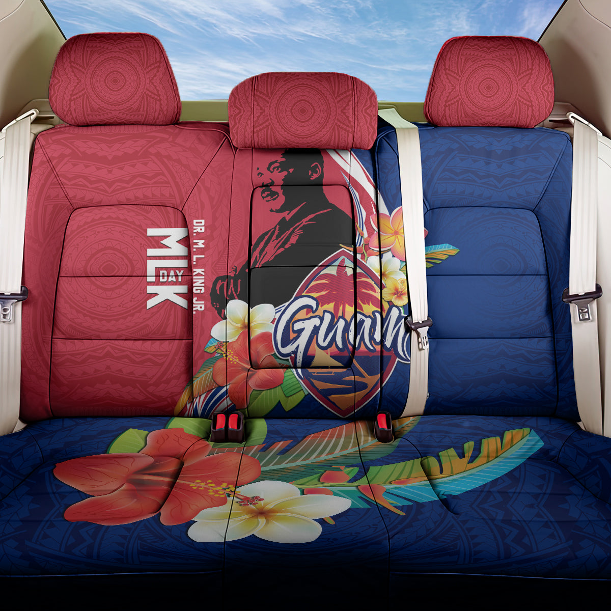 Guam Martin Luther King Jr Day Back Car Seat Cover LT05 One Size Red - Polynesian Pride