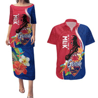 Guam Martin Luther King Jr Day Couples Matching Puletasi Dress and Hawaiian Shirt LT05 Red - Polynesian Pride