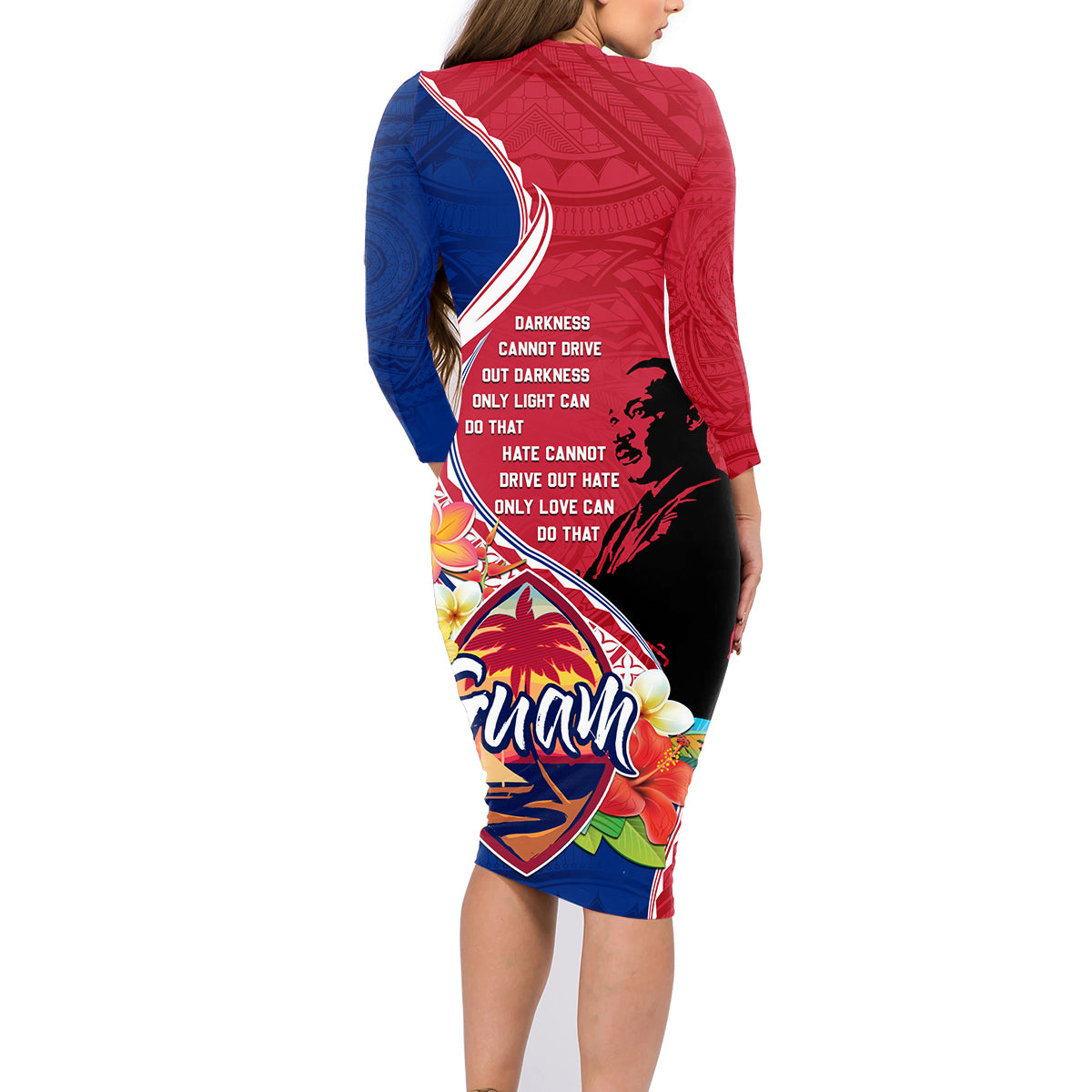 Guam Martin Luther King Jr Day Family Matching Long Sleeve Bodycon Dress and Hawaiian Shirt LT05 - Polynesian Pride