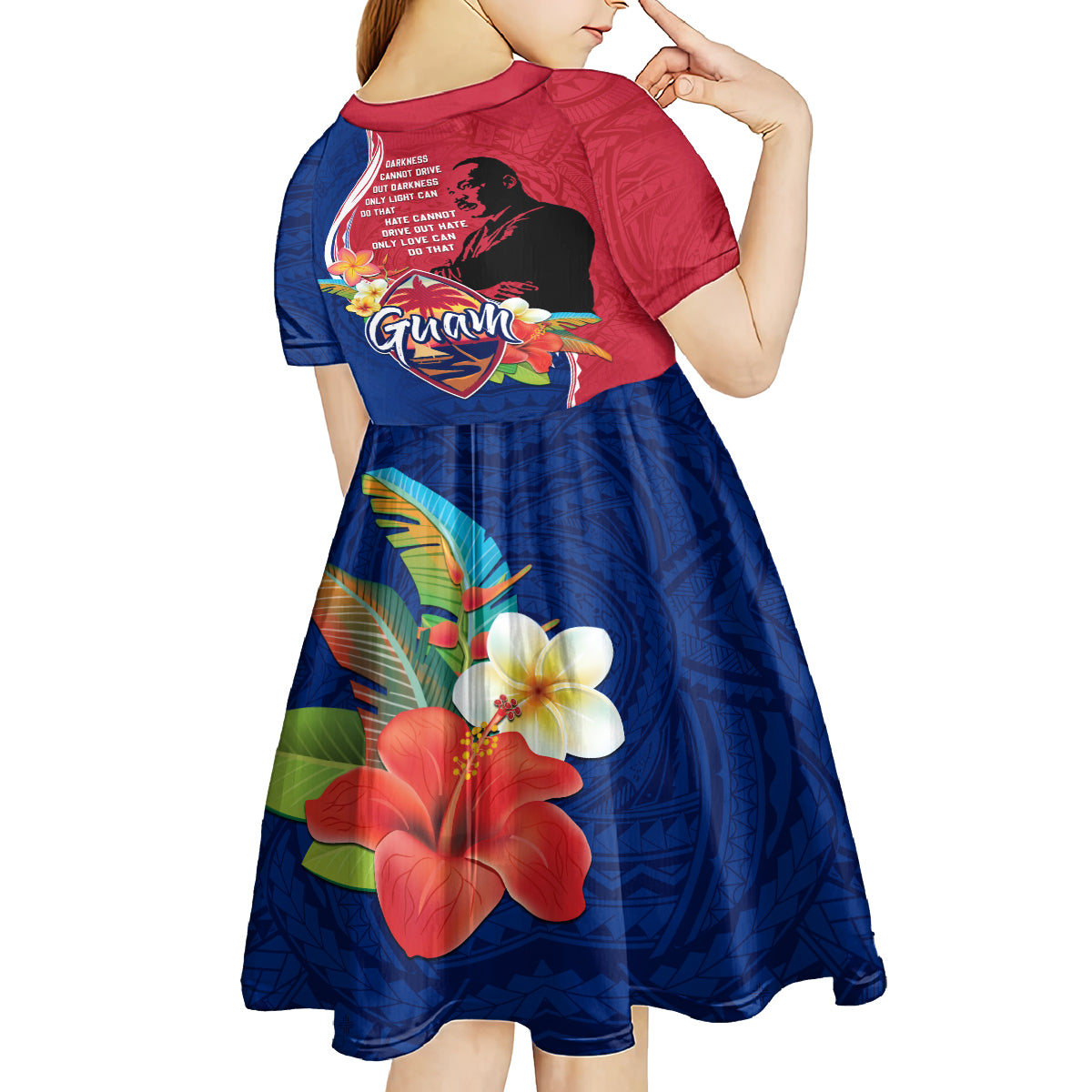 Guam Martin Luther King Jr Day Kid Short Sleeve Dress LT05 - Polynesian Pride