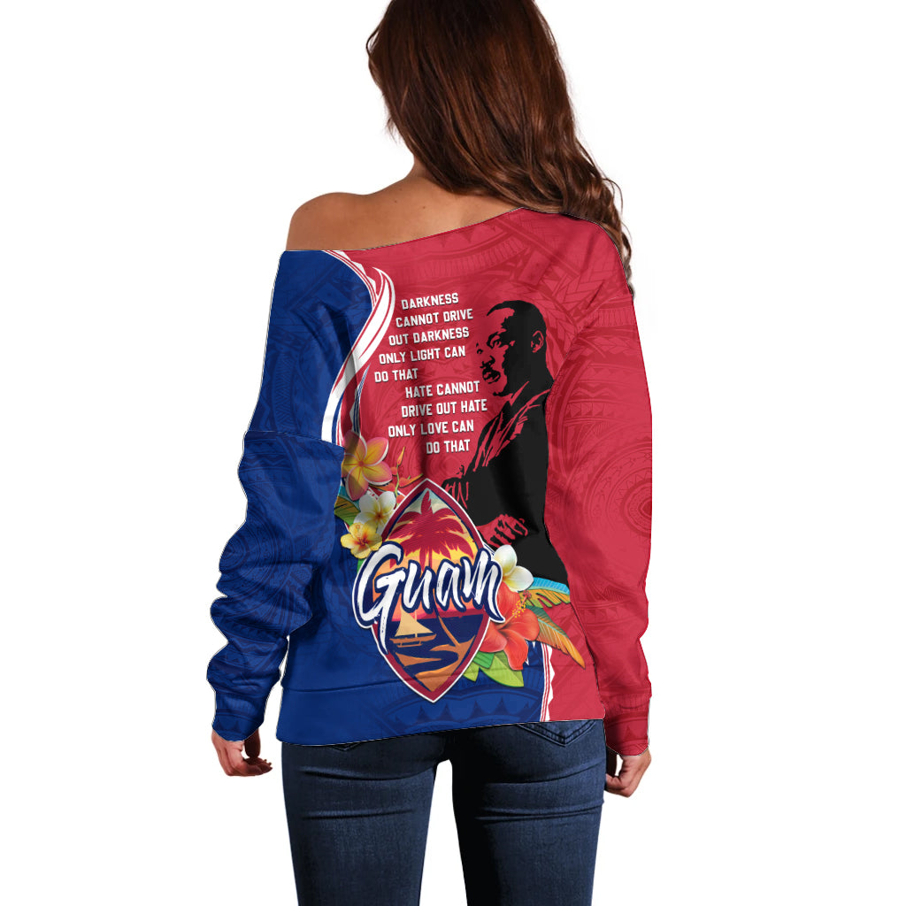 Guam Martin Luther King Jr Day Off Shoulder Sweater LT05 - Polynesian Pride