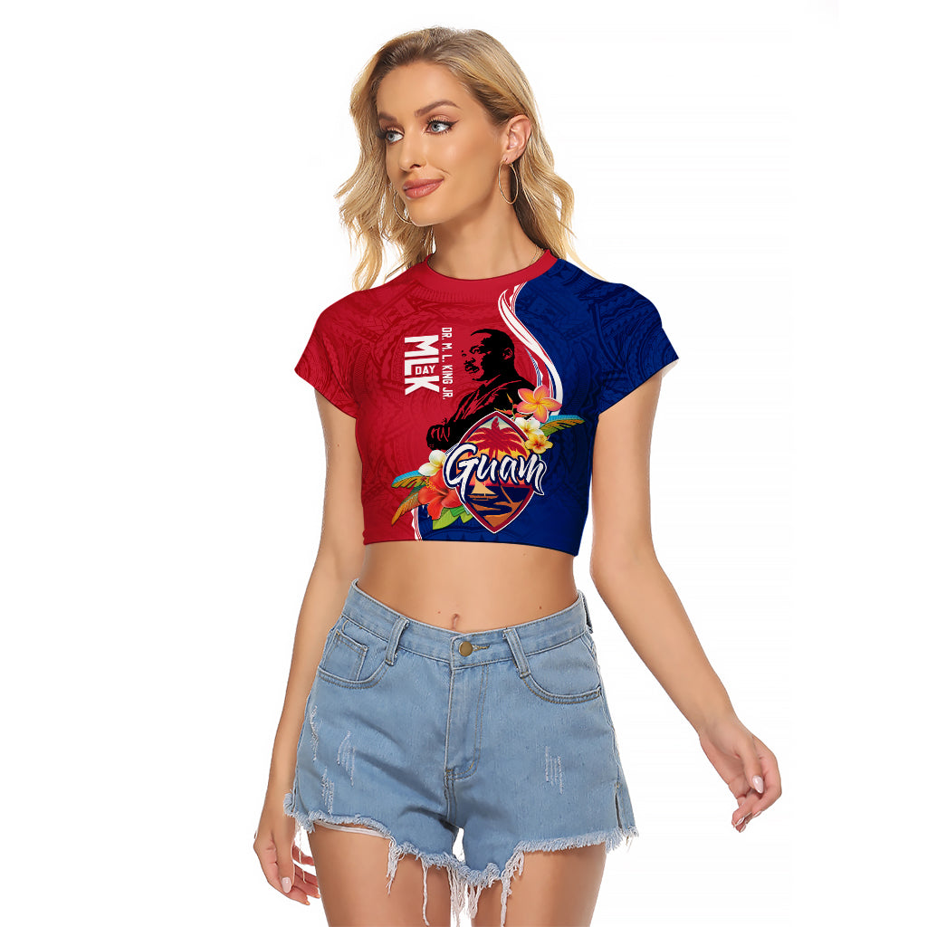 Guam Martin Luther King Jr Day Raglan Cropped T Shirt LT05 Female Red - Polynesian Pride