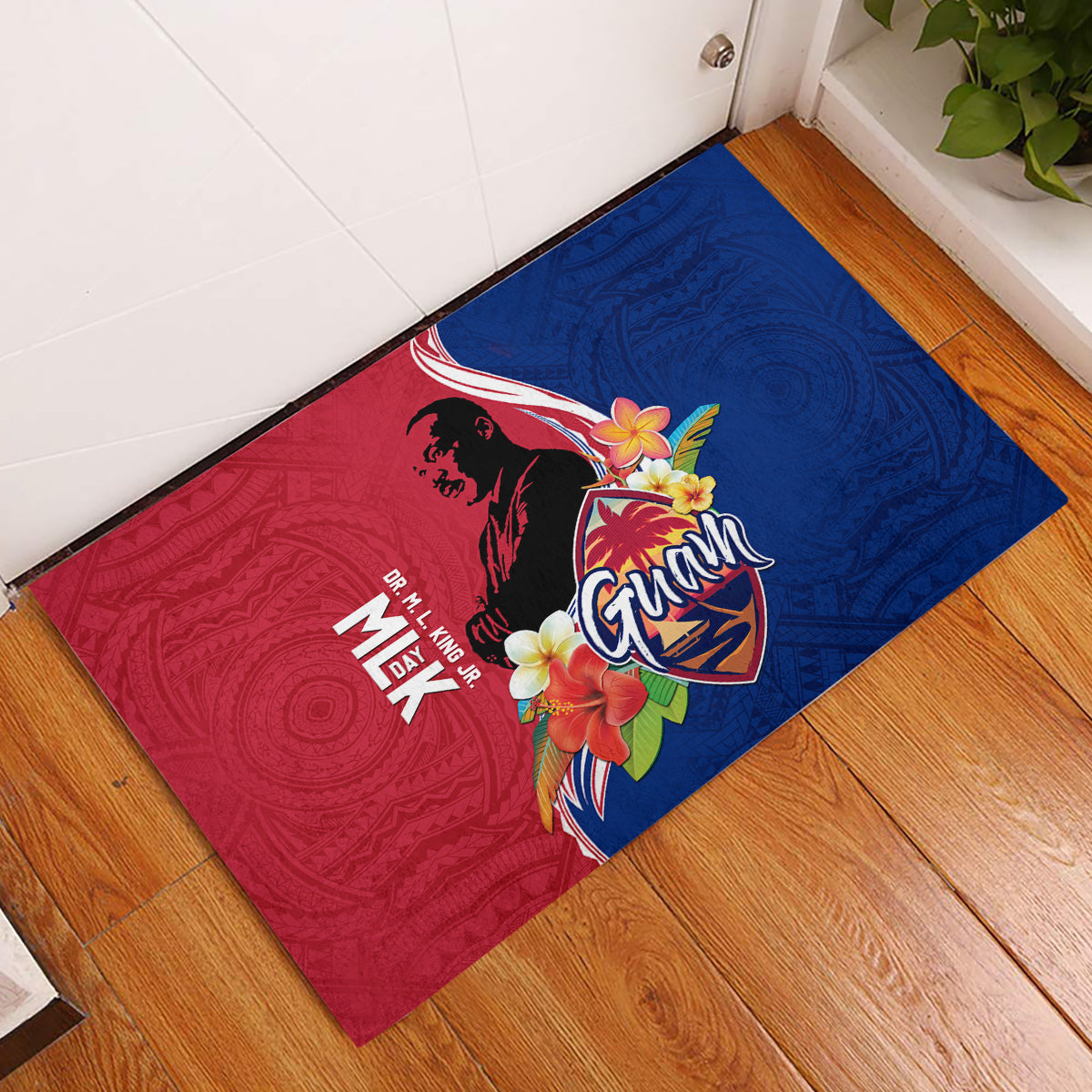 Guam Martin Luther King Jr Day Rubber Doormat LT05 Red - Polynesian Pride