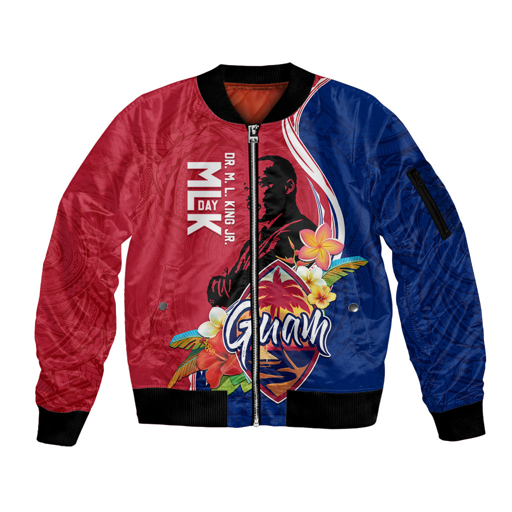 Guam Martin Luther King Jr Day Sleeve Zip Bomber Jacket LT05 Unisex Red - Polynesian Pride