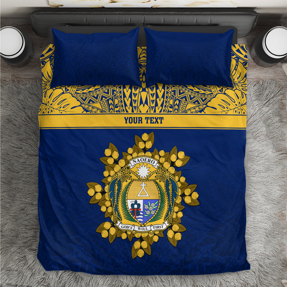 Repubrikin Naoero Independence Day Bedding Set Tamanu With Coat Of Arms LT05 Yellow - Polynesian Pride
