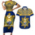 Personalised Repubrikin Naoero Independence Day Couples Matching Short Sleeve Bodycon Dress and Hawaiian Shirt Tamanu With Coat Of Arms LT05 Yellow - Polynesian Pride