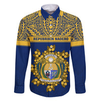 Personalised Repubrikin Naoero Independence Day Family Matching Mermaid Dress and Hawaiian Shirt Tamanu With Coat Of Arms LT05 Dad's Shirt - Long Sleeve Yellow - Polynesian Pride