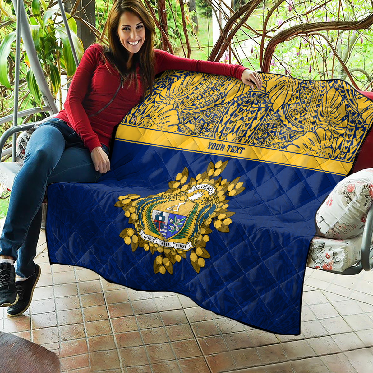 Repubrikin Naoero Independence Day Quilt Tamanu With Coat Of Arms LT05 - Polynesian Pride