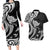 Hawaii Manta Ray Couples Matching Long Sleeve Bodycon Dress and Hawaiian Shirt Polynesian Art Tattoo