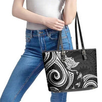 Hawaii Manta Ray Leather Tote Bag Polynesian Art Tattoo