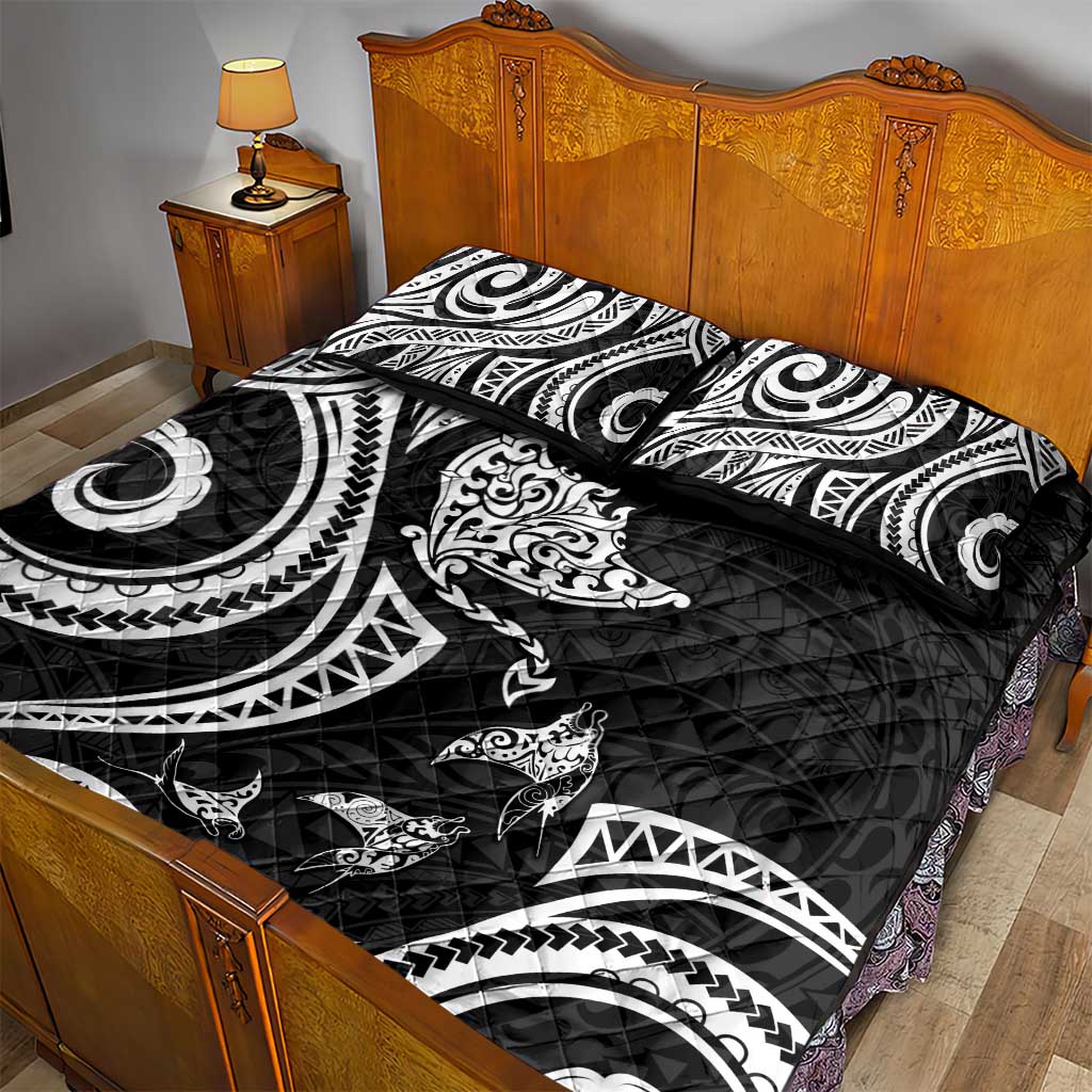 Hawaii Manta Ray Quilt Bed Set Polynesian Art Tattoo