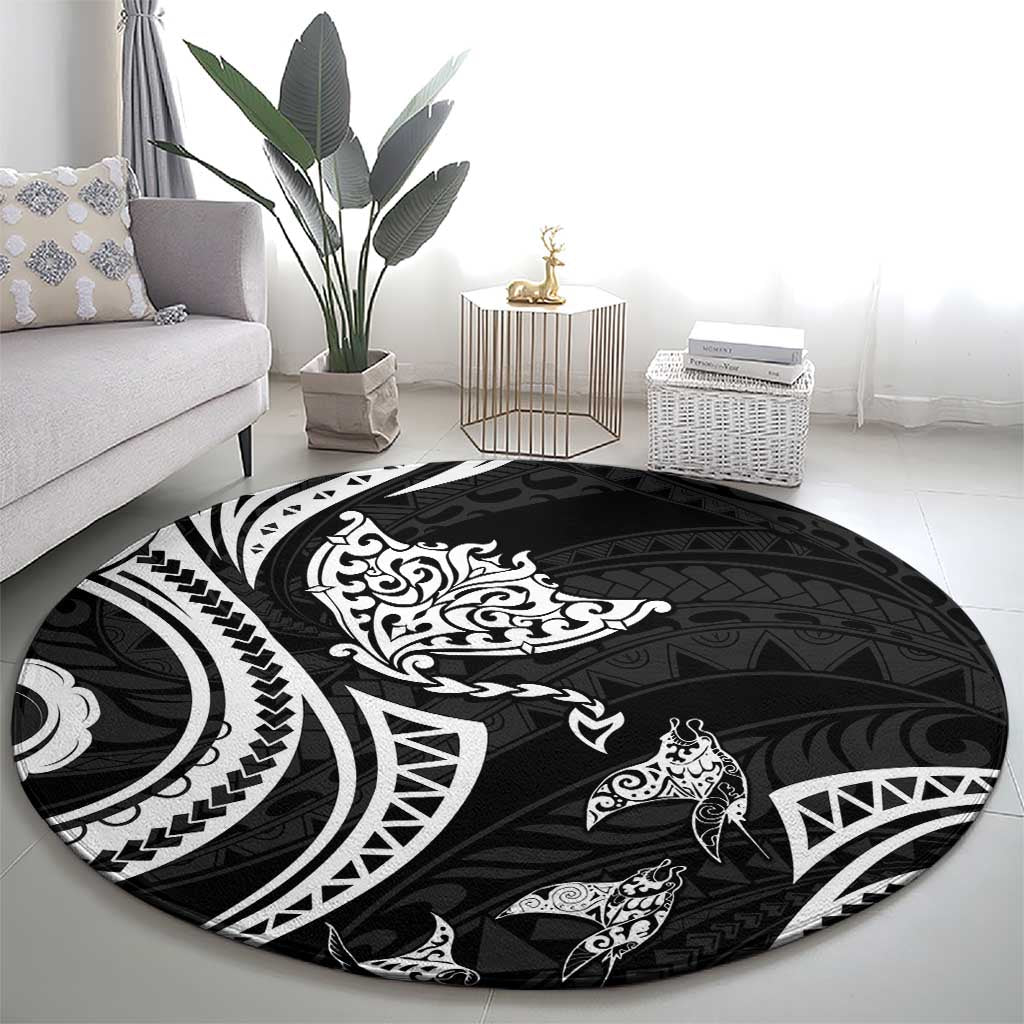 Hawaii Manta Ray Round Carpet Polynesian Art Tattoo LT05 - Polynesian Pride