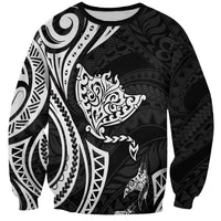 Hawaii Manta Ray Sweatshirt Polynesian Art Tattoo LT05 Unisex Black - Polynesian Pride