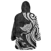 Hawaii Manta Ray Wearable Blanket Hoodie Polynesian Art Tattoo