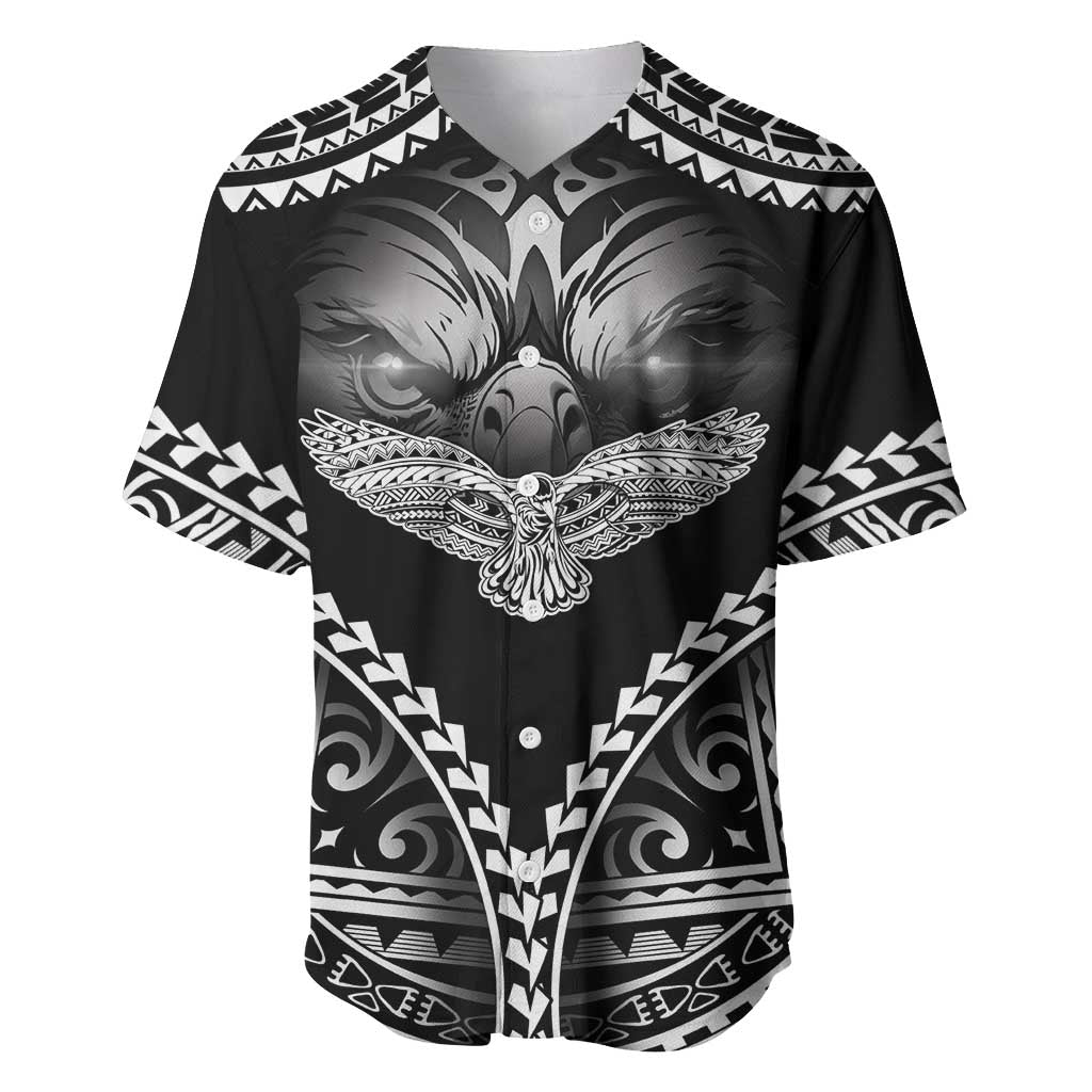 Hawaiian Hawk Baseball Jersey Polynesian Pattern Style LT05 Black - Polynesian Pride